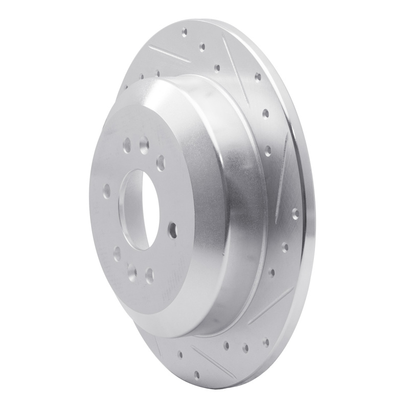 Kia Borrego Brake Rotor (1) - Rear Right - R1 Concepts - Drilled & Slotted - Silver - `09-`10